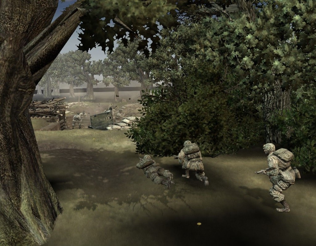 Compton's squad tosses grenades at the MG nest