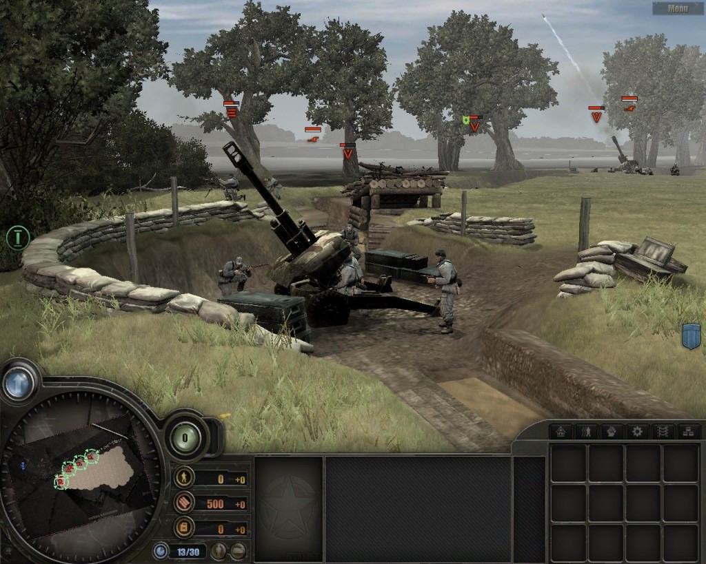 The 105mm howitzers are scripted to take turns firing.