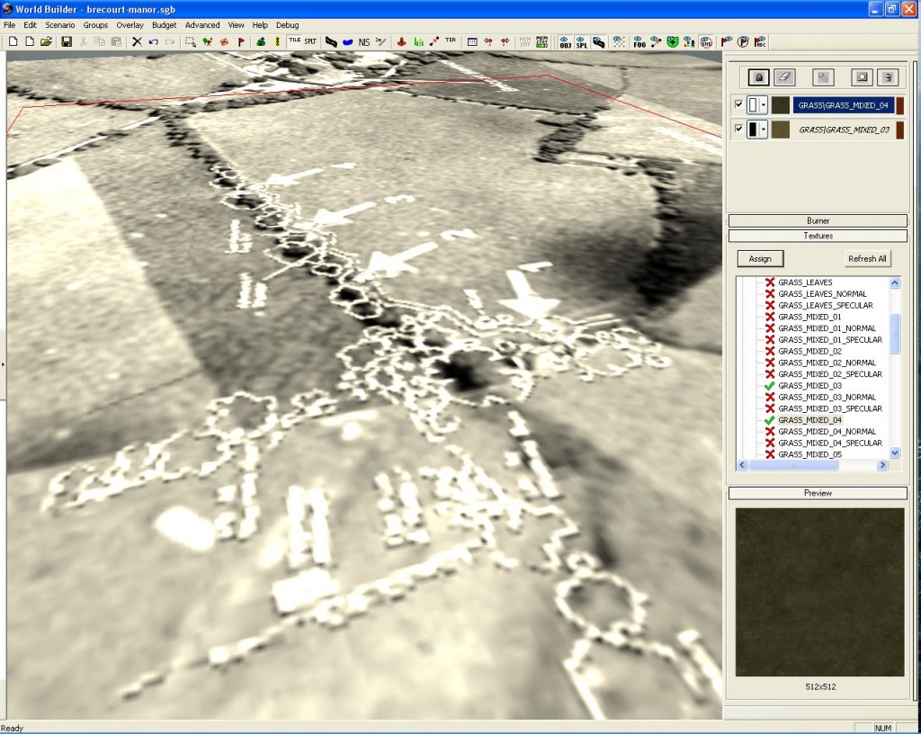 Brecourt Manor map in WorldBuilder (trench closeup)